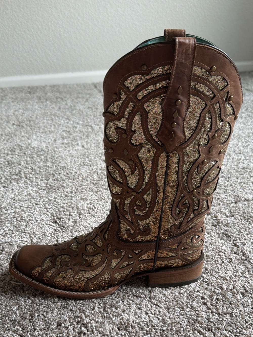 Corral Glitter Western Cowgirl Boots - Women's Fashion Riding Boot. Womens 10.5